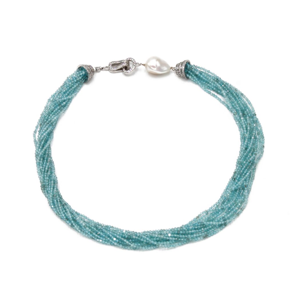 Edelsteincollier Apatit & Perle Türkis