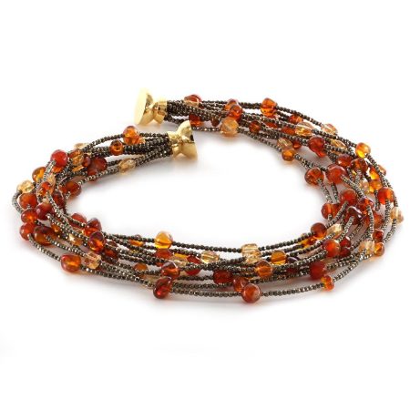 Edelsteincollier Bernstein & Carneol – “Indian Summer”