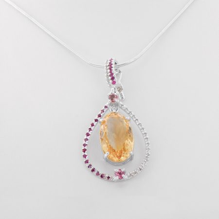 Citrin Rubin Silber Anhänger – “Limited Edition”