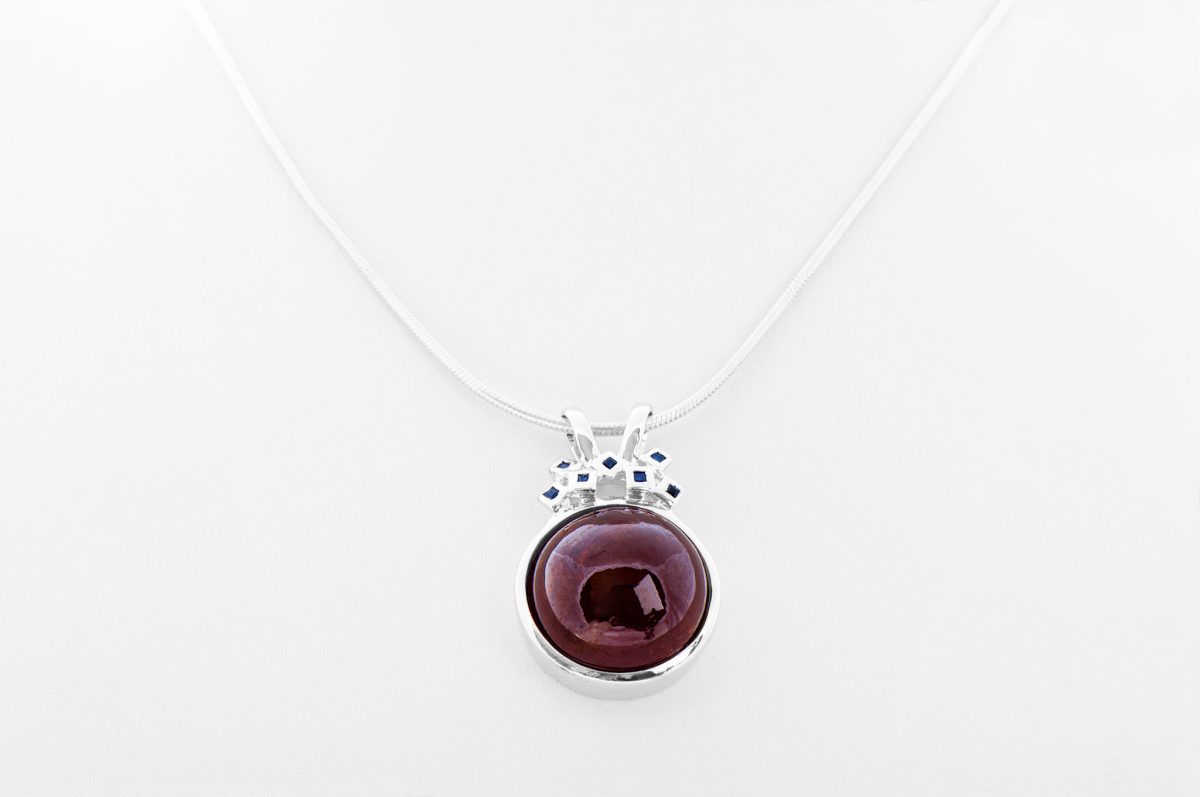 Hessonit Granat Anhänger mit Kette