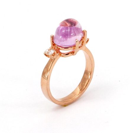 Cocktailring Roségold Kunzit & Diamant
