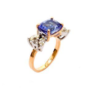 Ring Tansanit & Yellow Diamond – „Art Deco“