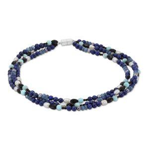 Edelsteincollier Lapislazuli & Amazonit – “Mykonos Blue”