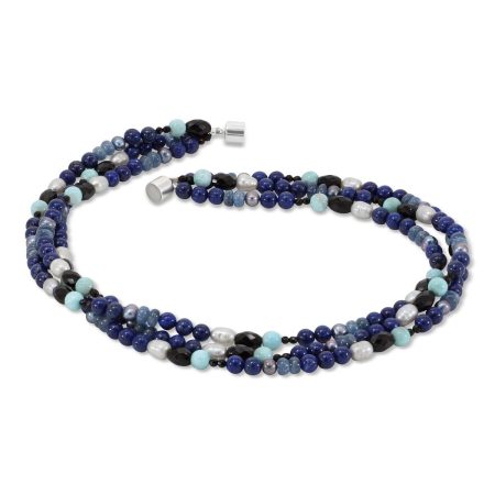 Edelsteincollier Lapislazuli & Amazonit – “Mykonos Blue”