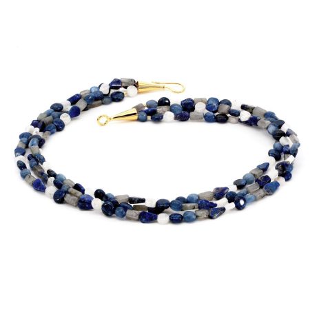 Edelsteincollier Lapislazuli & Mondstein – “Skyblue”
