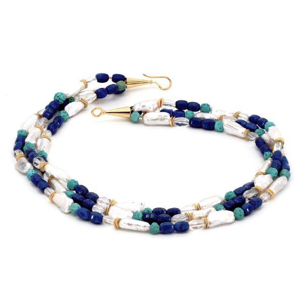 Perle Türkis Lapislazuli Collier