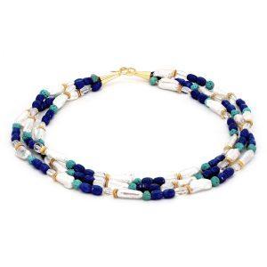 Collier Türkis & Lapislazuli – “Mediterran”