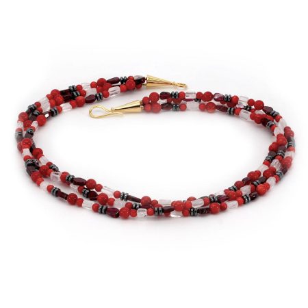 Edelsteincollier Koralle & Granat & Blutstein – “Lady in Red”