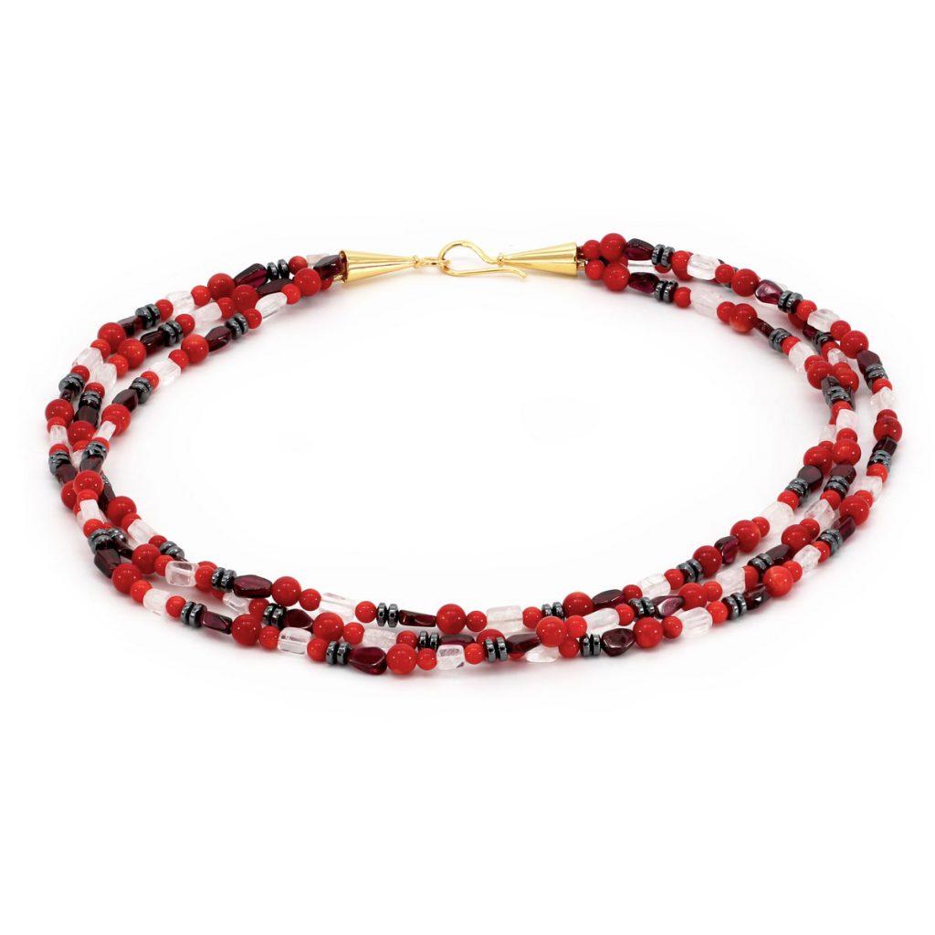 Bamboo-Koralle Granat Blutstein Collier