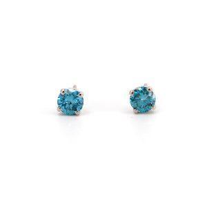 Ohrstecker 18 kt Weißgold & Blauer Diamant -“Tiny”