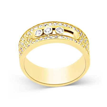 Ring 14kt Gold Pavè – “Moving Diamonds”