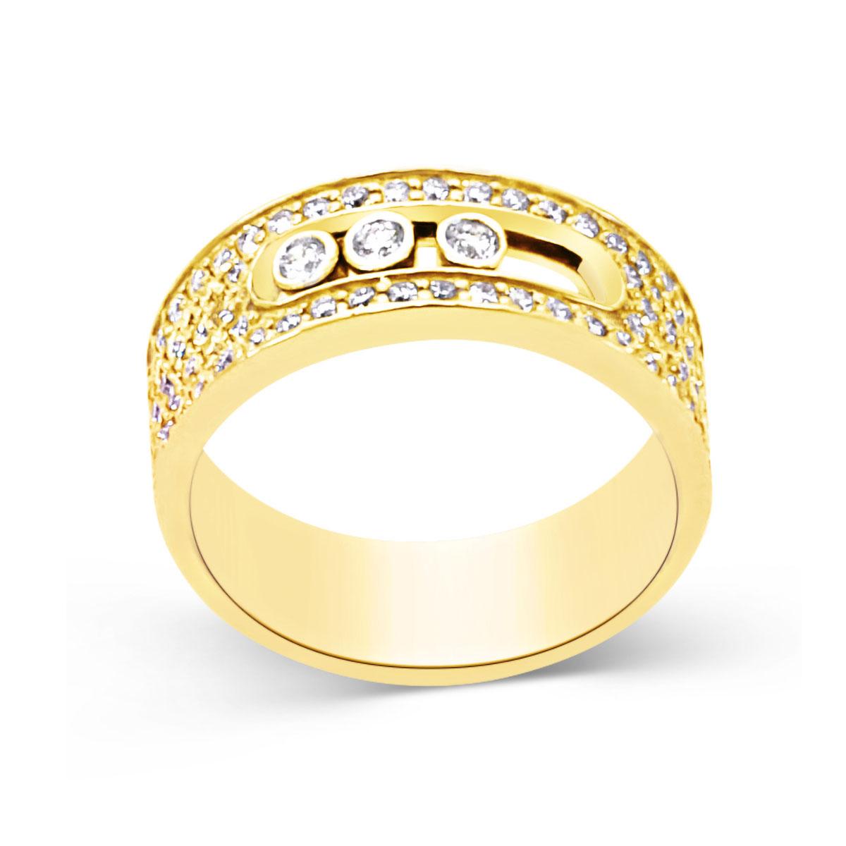 Ring 14kt Gold Pavè – “Moving Diamonds”