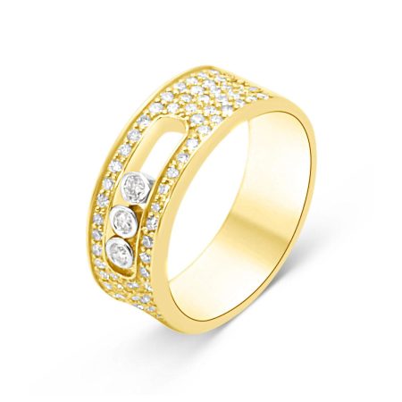 Ring 14kt Gold Pavè – “Moving Diamonds”