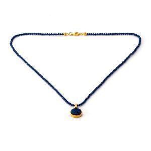 Halskette Blauer Kristall & Gold – „Kristall-Geode“