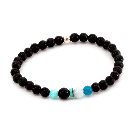 Armband für Männer Aquamarin & Lava – Sternzeichen “Wassermann”