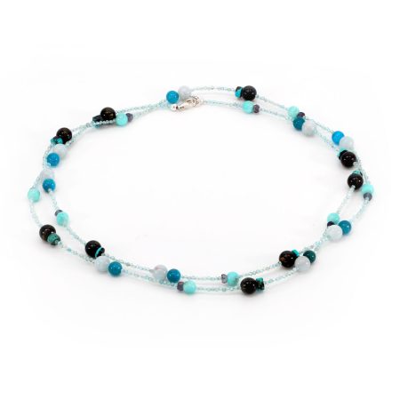Lange Kette Apatit & Aquamarin – Sternzeichen Wassermann “Aquarius”