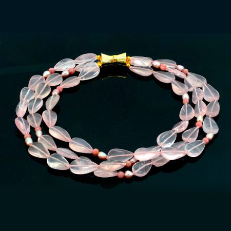Edelsteinkette Rosenquarz & Rhodochrosit – “Silky”