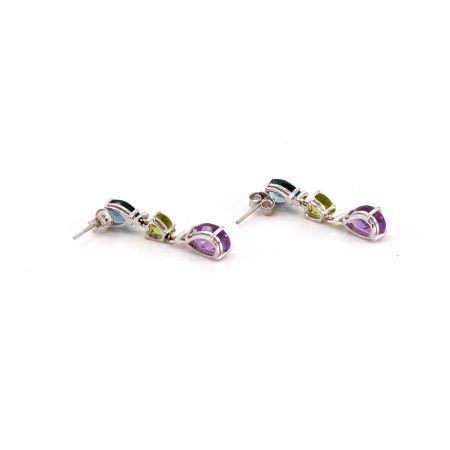 Ohrstecker 14kt Gold Topas & Olivin & Amethyst – “Colorful”