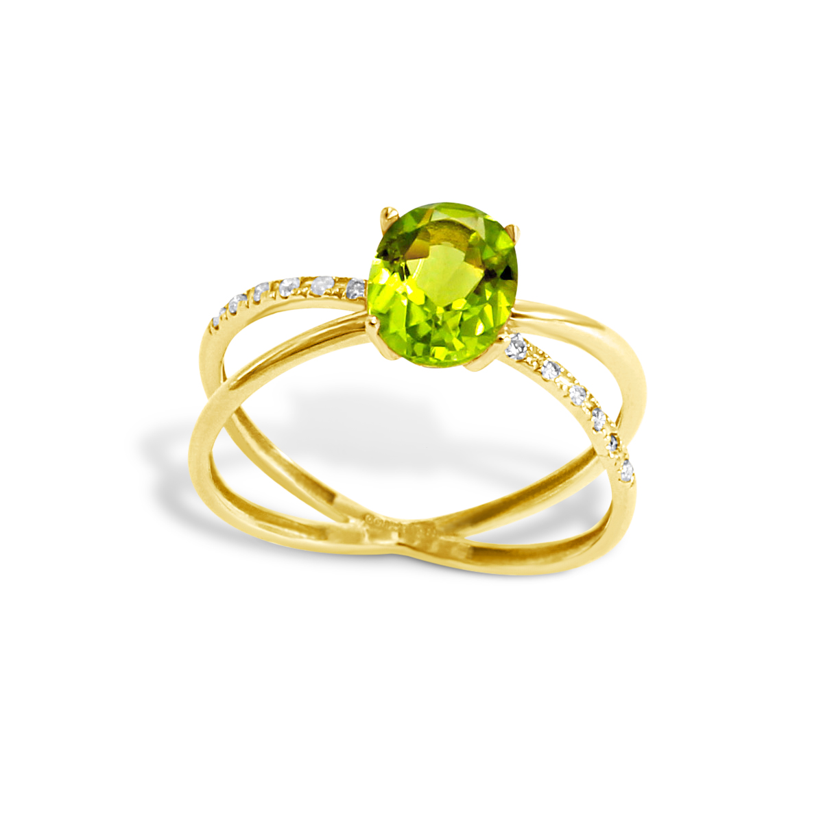 Ring 14 kt Gold Peridot & Diamant – “Cosmos”