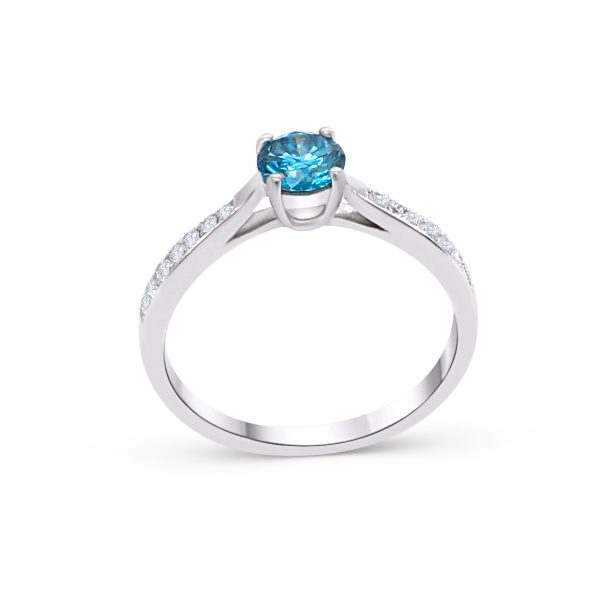 Moderner Verlobungsring mit blauem Diamant