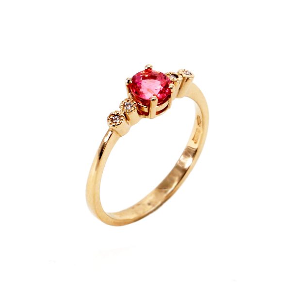 Verlobungsring rosa Turmalin Diamant Gold