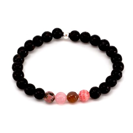 Armband für Männer Rosenquarz & Lava – Sternzeichen “Stier”