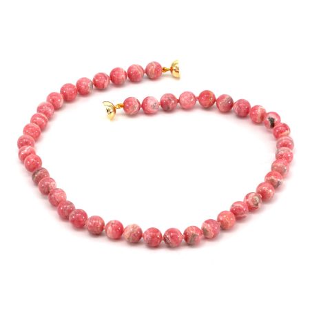 geknüpfte Halskette mit Magnetschließe – “Rhodochrosit”