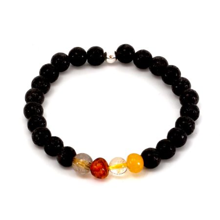 Armband für Männer – Bernstein & Lava – Sternzeichen “Zwillinge”