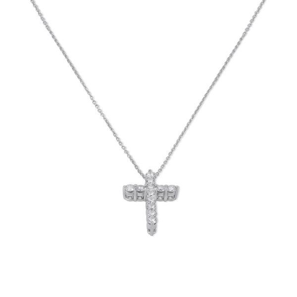 Kette mit Kreuz 18kt Weißgold Diamanten