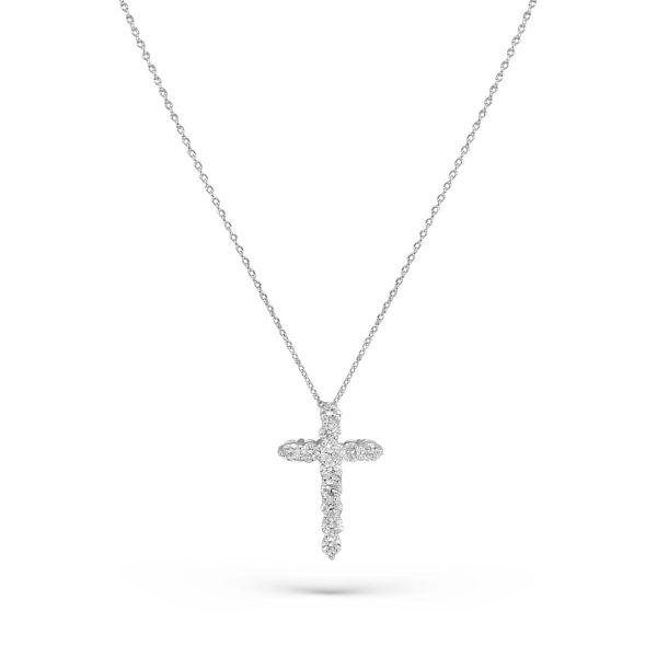 Kette mit Kreuz 18kt Weißgold Diamanten