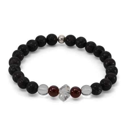 Armband für Männer Granat & Lava – Sternzeichen “Löwe”