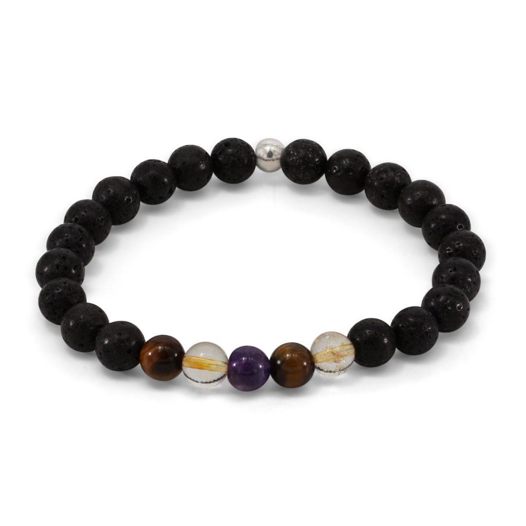 Lederarmband Für Männer Mit Tigerauge & Magnetverschluss – Geflochten, Schwarz, In 19-23 Cm Länge
