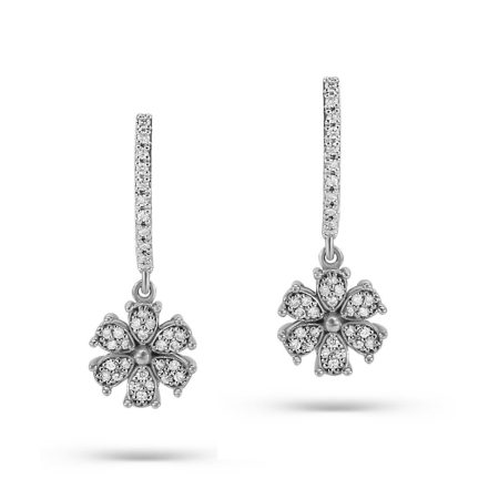 Ohrgehänge 14 kt Weißgold & Brillanten – “Flowery”