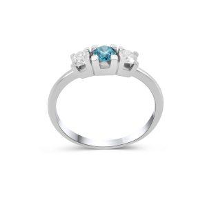 Ring 18 kt Weißgold Weißer & Blauer Diamant – “Blue Diamond”