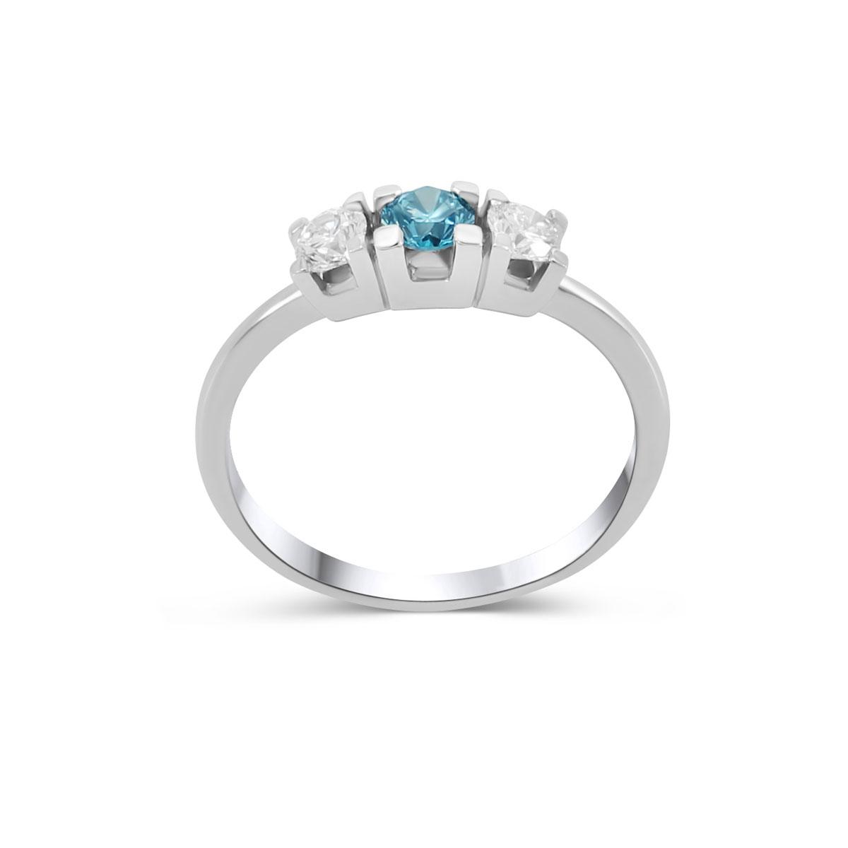 Ring 18 kt Weißgold Weißer & Blauer Diamant – “Blue Diamond”