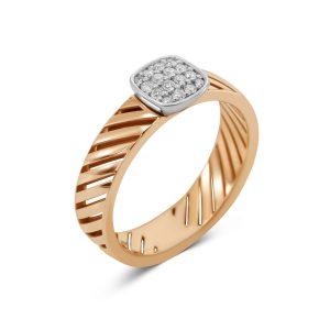 Moderner Ring 18 kt Roségold & Weißgold mit Diamanten – “Cushion”