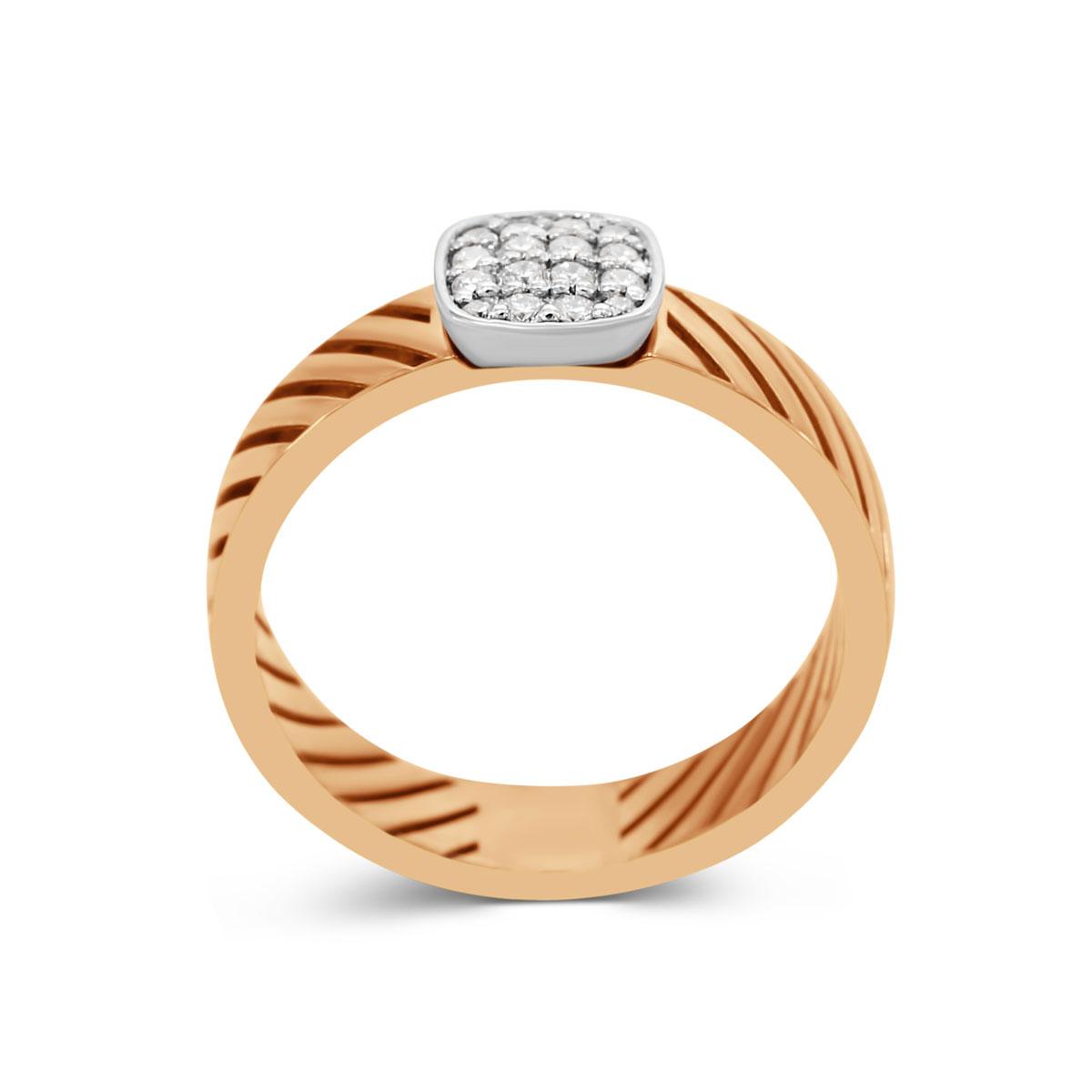 Moderner Ring 18 kt Roségold & Weißgold mit Diamanten – “Cushion”
