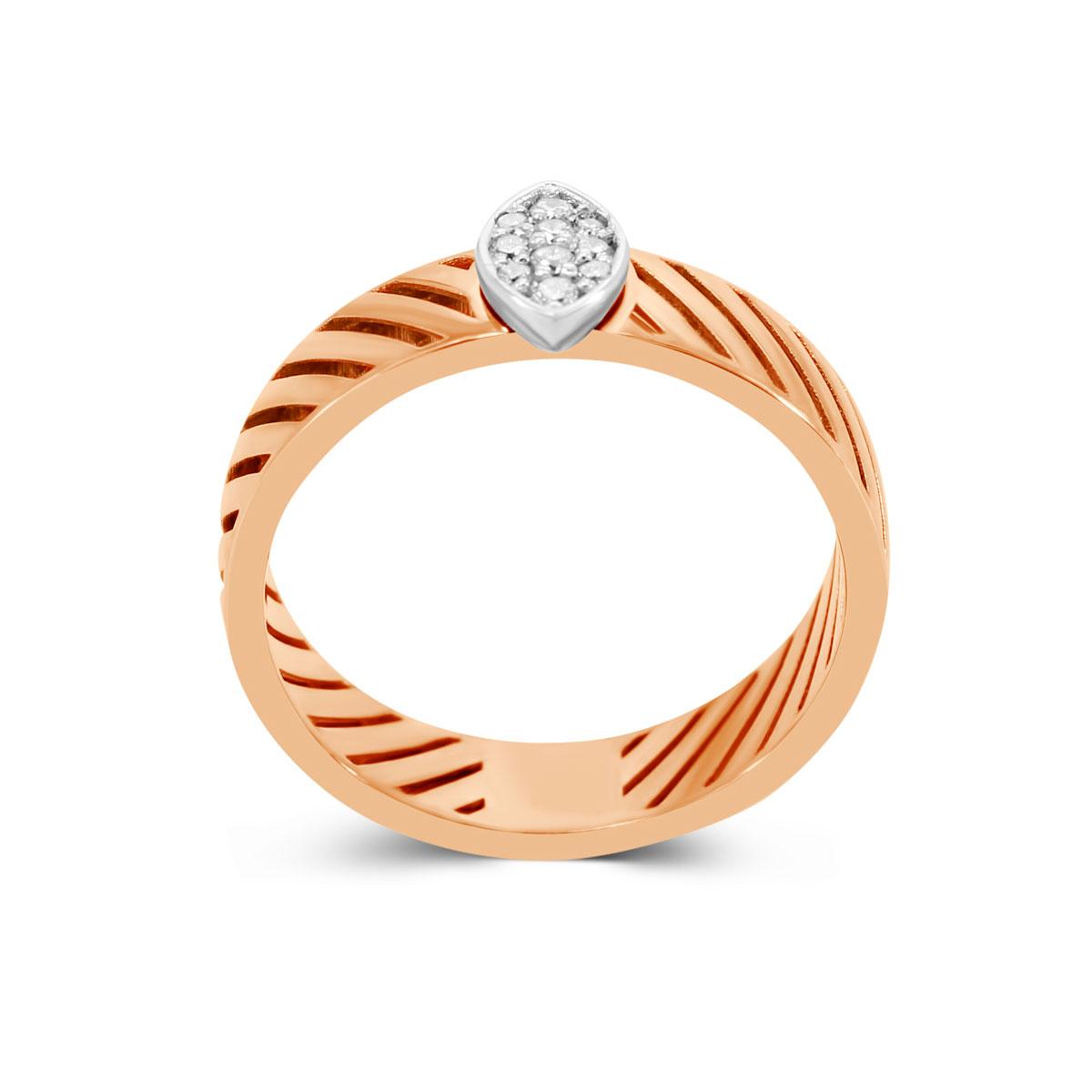 Ring 18 kt Roségold & Weißgold mit Diamanten – “Navette”
