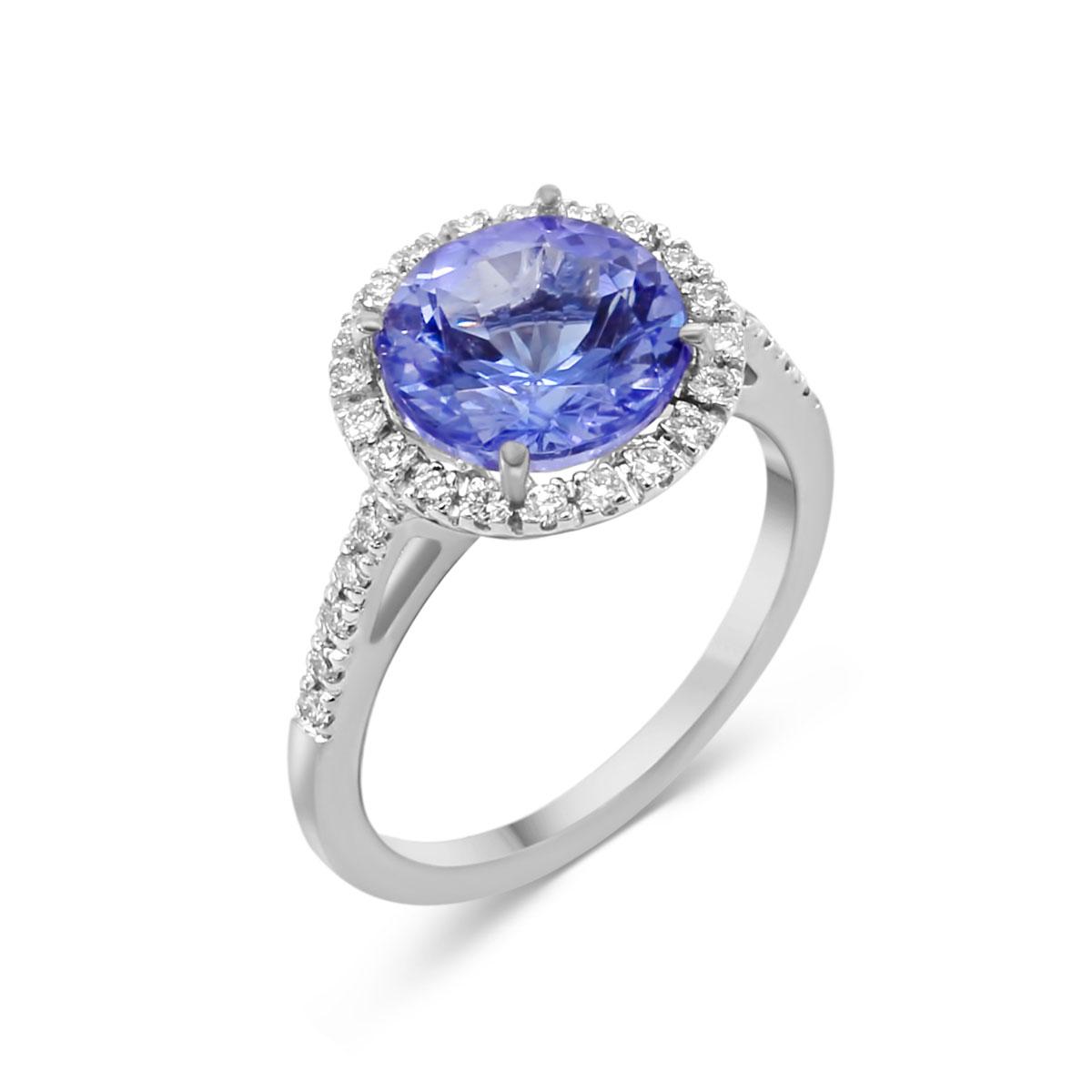 Tansanit & Diamant 18kt Weißgold – Ring “Brilliance”