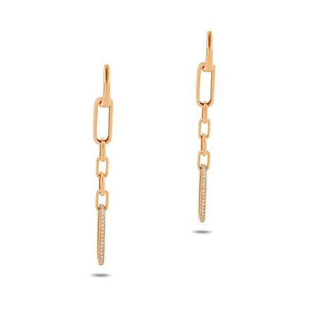 18 kt Roségold Ohrgehänge Diamanten – “Chain rectangular”