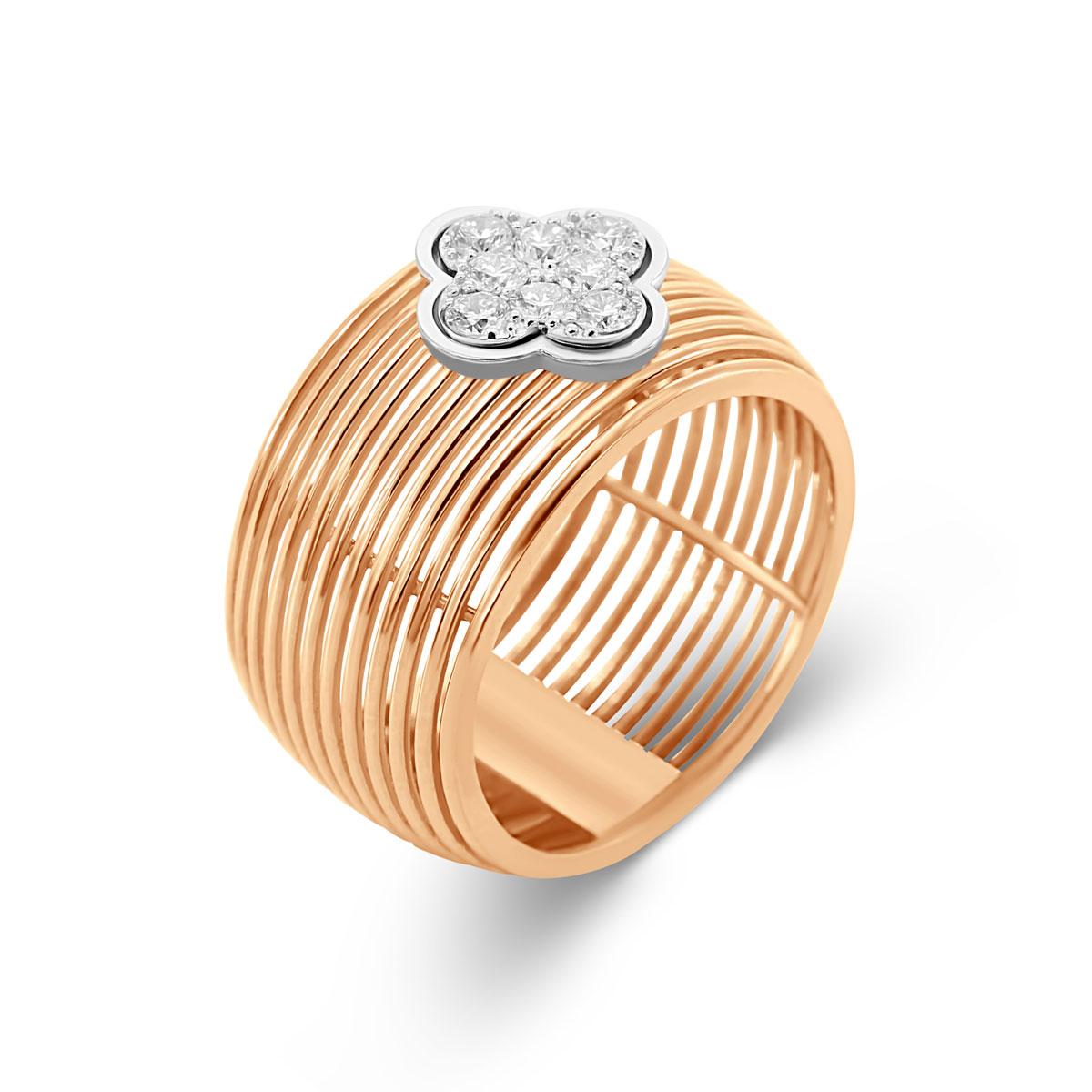 breiter Ring in 18 kt Rosegold & Diamanten – “Flower”