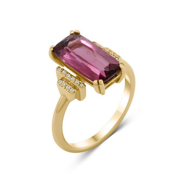 Ring Rubellith Diamanten 14kt Gold