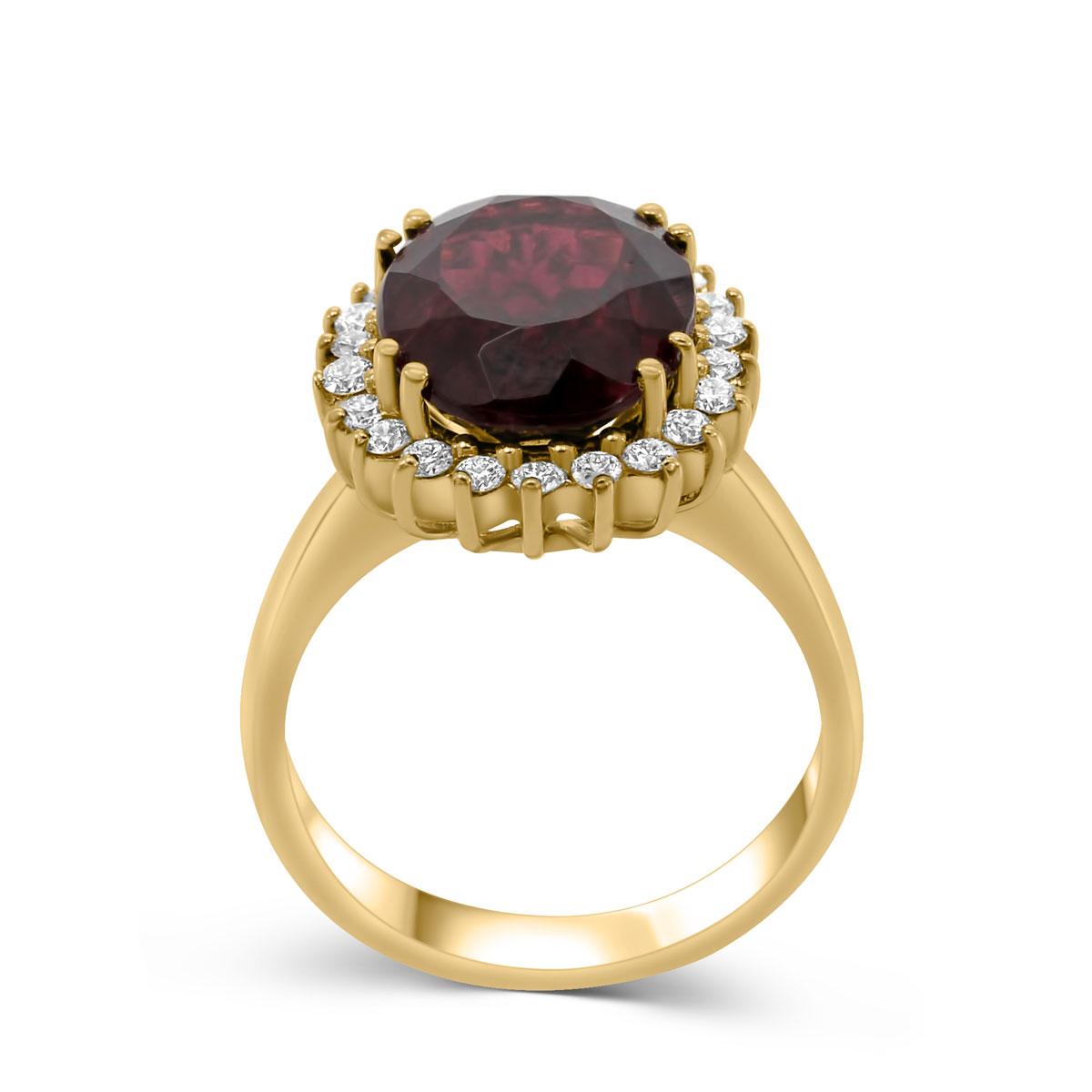 Rubellith Ring 18 kt Gold & Diamanten -“Blutrot”