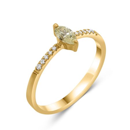 Verlobungsring 18 kt Gold & Navette Diamant – “Cinderella”