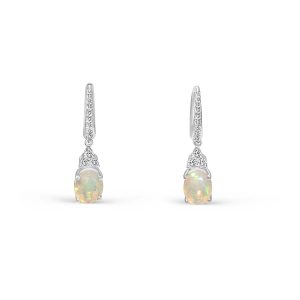 Ohrringe 18 kt Weißgold, Diamanten & Opal – “Noble”