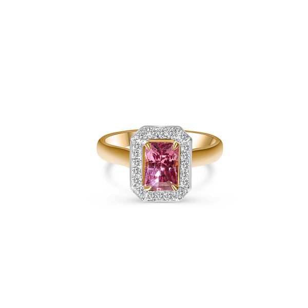 Ring Gold Brillanten Granat Pink