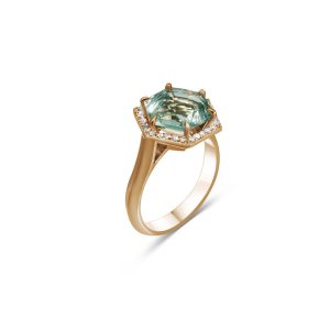 Ring Rosègold – Prasiolith & Diamanten