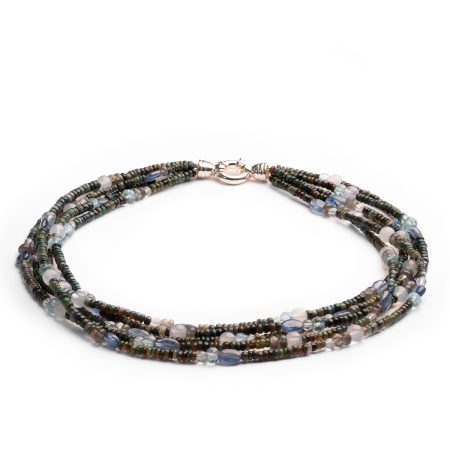 Mehrreihige Kette Schwarzer Opal – “Night Blue”