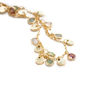 Armkette Silber vergoldet & Edelsteine – “Charming Pastel”