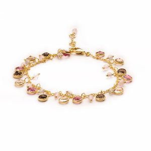 Armkette Silber vergoldet & Edelsteine – “Charming Pink”